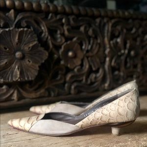 Emanuel Ungaro Python Suede Wood Kitten Heel 7.5